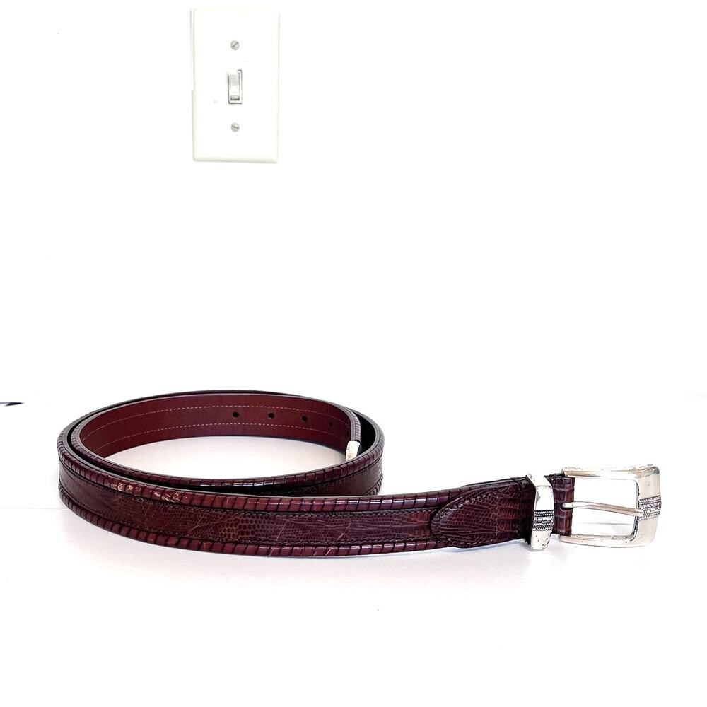 Johnston & Murphy Mens Belt Size 44/110 Brown Lizard Leather Ranger‎ Y2K 41553